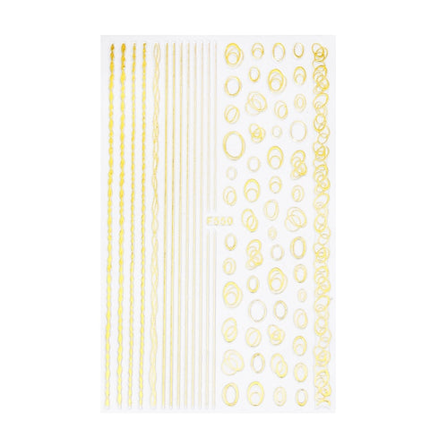 Silver Gold Lines Stripe 3D Nail Stickers Inpluser