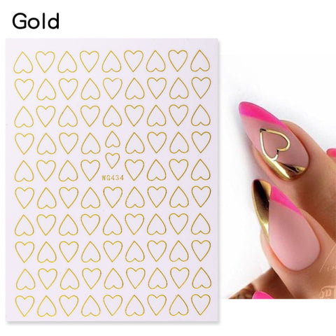 Silver Gold Lines Stripe 3D Nail Stickers Inpluser