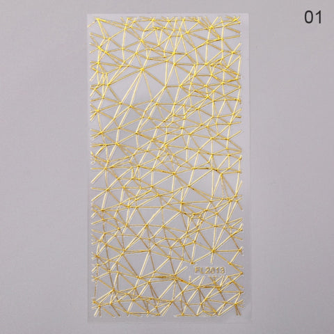 Silver Gold Lines Stripe 3D Nail Stickers Inpluser