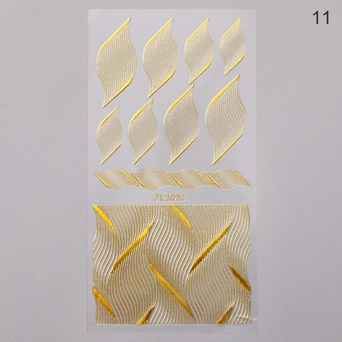 Silver Gold Lines Stripe 3D Nail Stickers Inpluser