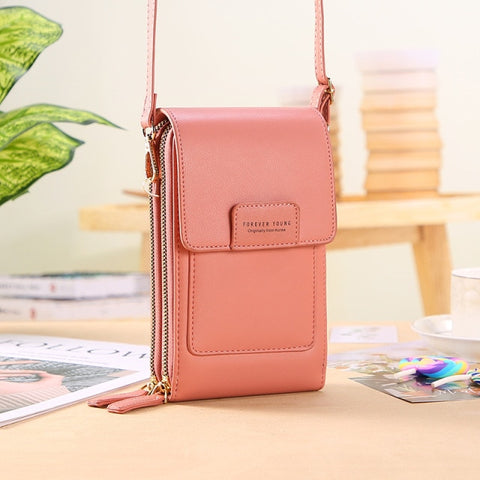 Soft Leather Wallets Touch Screen Cell Phone Purse Crossbody Handbag