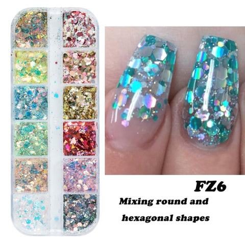 Natural Rhinestone For Nails 3D Gradient Broken Shell Slices Nail Art Decorations