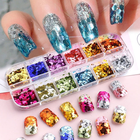 Natural Rhinestone For Nails 3D Gradient Broken Shell Slices Nail Art Decorations