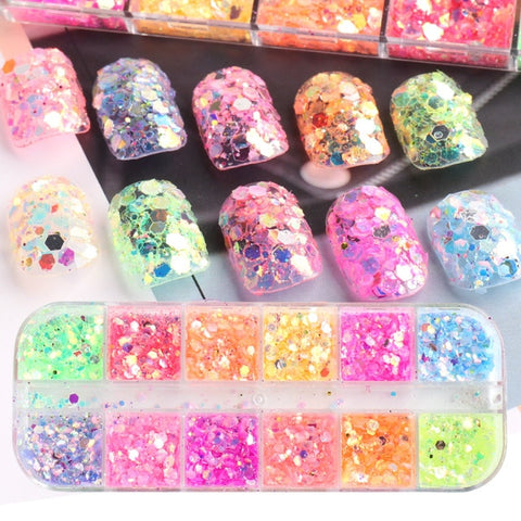 Natural Rhinestone For Nails 3D Gradient Broken Shell Slices Nail Art Decorations