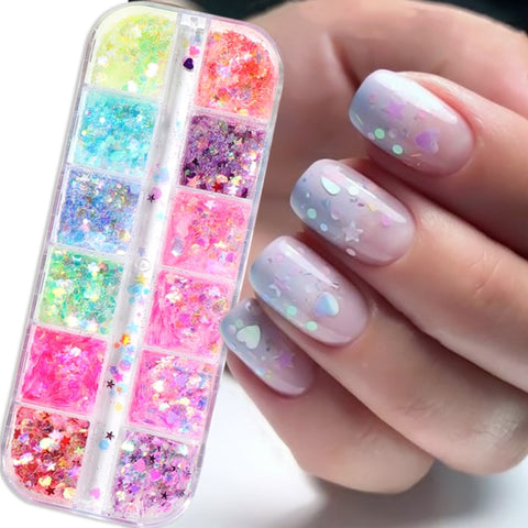 Natural Rhinestone For Nails 3D Gradient Broken Shell Slices Nail Art Decorations