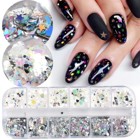 Natural Rhinestone For Nails 3D Gradient Broken Shell Slices Nail Art Decorations