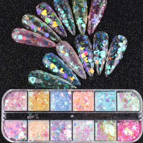 Natural Rhinestone For Nails 3D Gradient Broken Shell Slices Nail Art Decorations