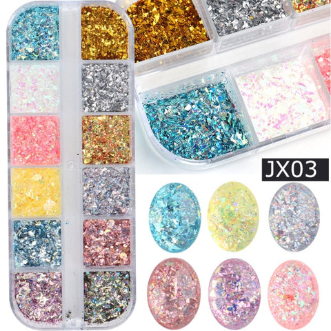 Natural Rhinestone For Nails 3D Gradient Broken Shell Slices Nail Art Decorations