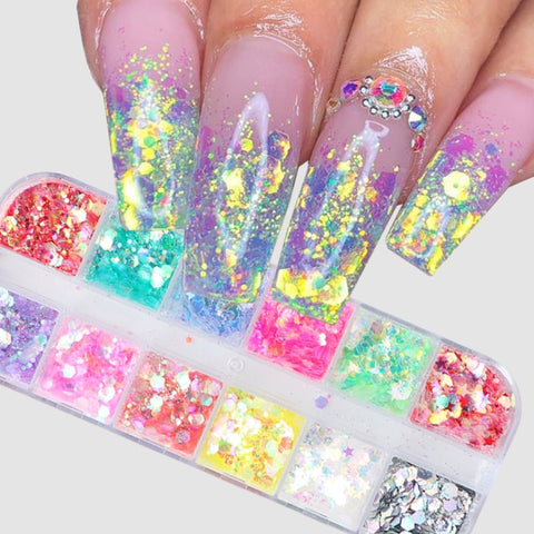 Natural Rhinestone For Nails 3D Gradient Broken Shell Slices Nail Art Decorations