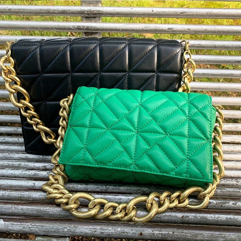 Thick Chain Quilted Handbag Clutch Bags Ladies Hand Bag