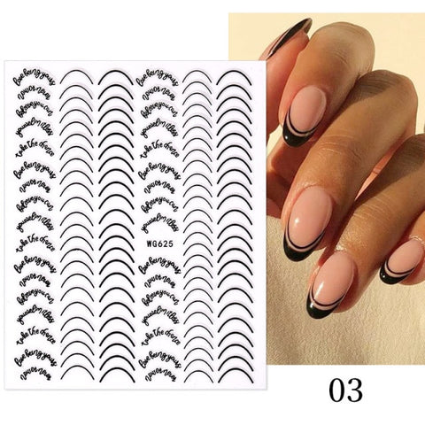 Silver Gold Lines Stripe 3D Nail Stickers Inpluser