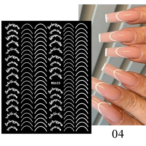 Silver Gold Lines Stripe 3D Nail Stickers Inpluser