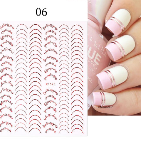 Silver Gold Lines Stripe 3D Nail Stickers Inpluser