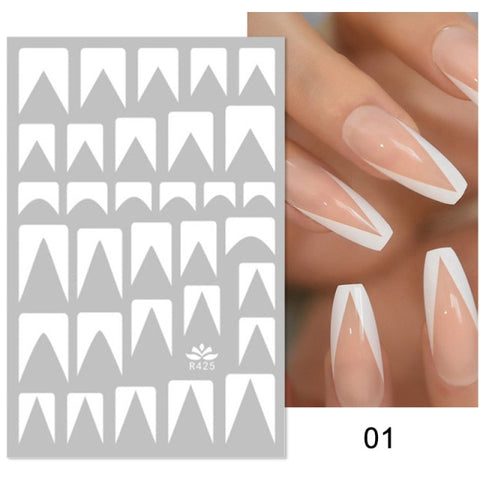 Silver Gold Lines Stripe 3D Nail Stickers Inpluser