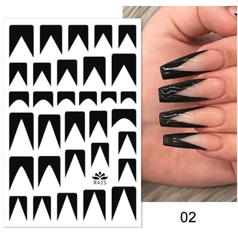 Silver Gold Lines Stripe 3D Nail Stickers Inpluser