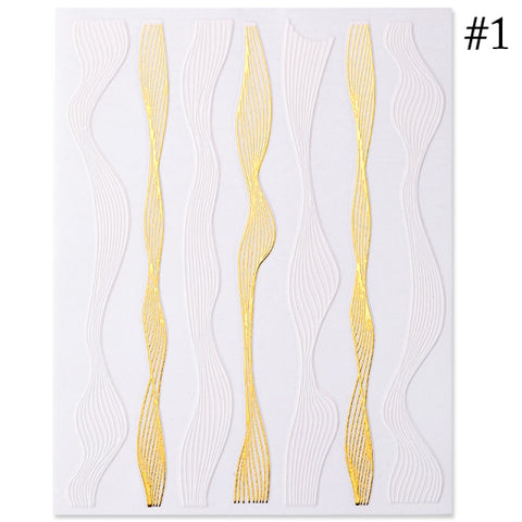 Silver Gold Lines Stripe 3D Nail Stickers Inpluser