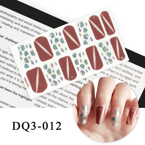 New Year Nail Sticker Shiny Patterned Nail Art Decor Sticker Inpluser