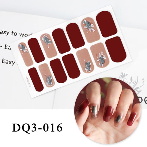 New Year Nail Sticker Shiny Patterned Nail Art Decor Sticker Inpluser