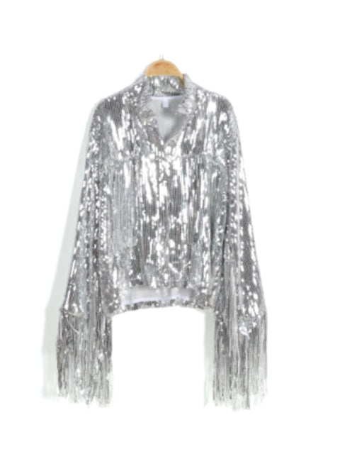 Streewear Retro Long-sleeved Silver Reflective Jacket Women