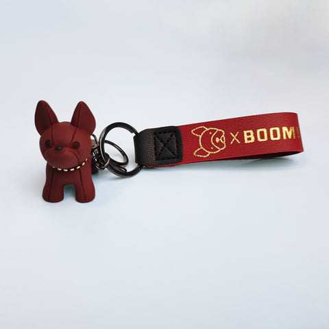 Fashion Punk French Bulldog PU Leather Dog Keychains for Women