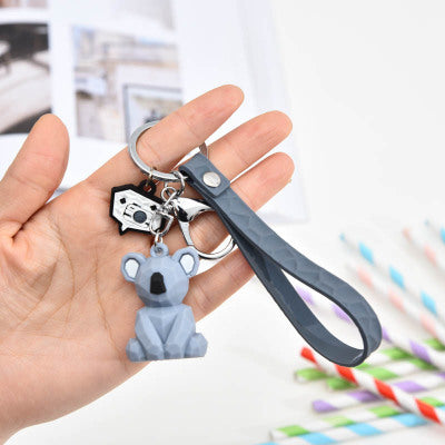 Fashion Punk French Bulldog PU Leather Dog Keychains for Women